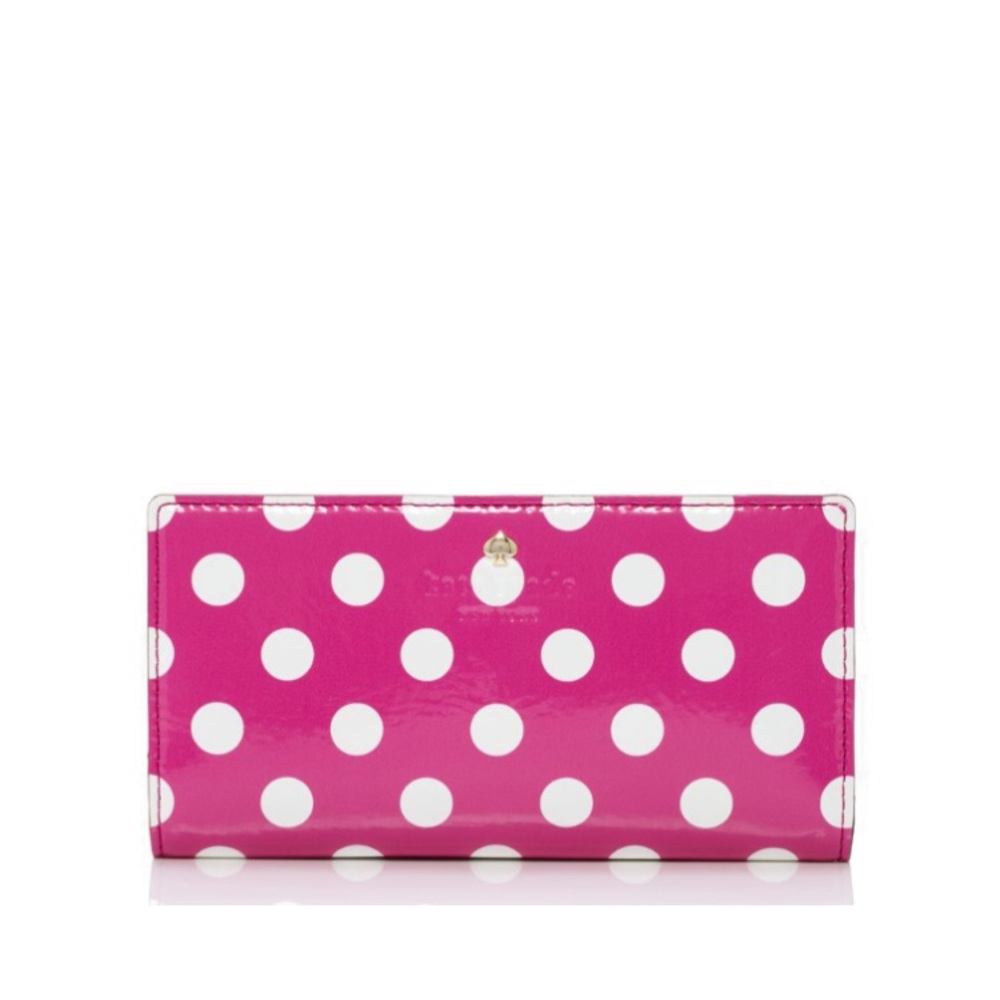 Kate Spade New York Carlisle Street Stacy Hot Pink Polka Dot Bi-Fold Wallet